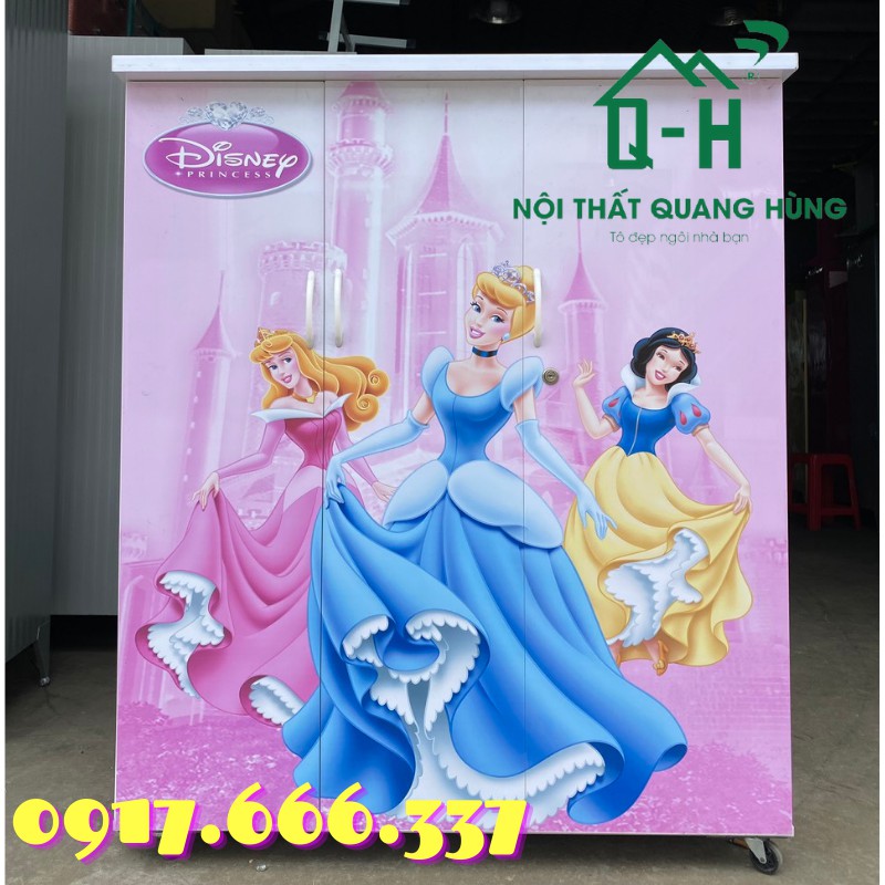 TỦ NHỰA ĐÀI LOAN 3 CÁNH IN 3D CÔNG CHÚA GIÁ RE - GIAO HÀNG NHANH TRONG NGÀY