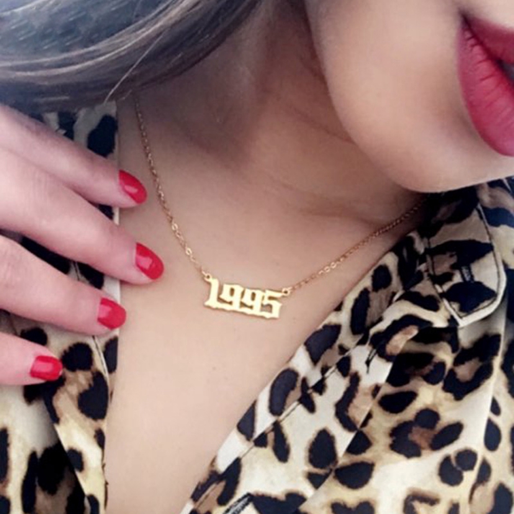 Dây chuyền mạ vàng/bạc cho nữ mặt hình số từ 1980 đến 2019