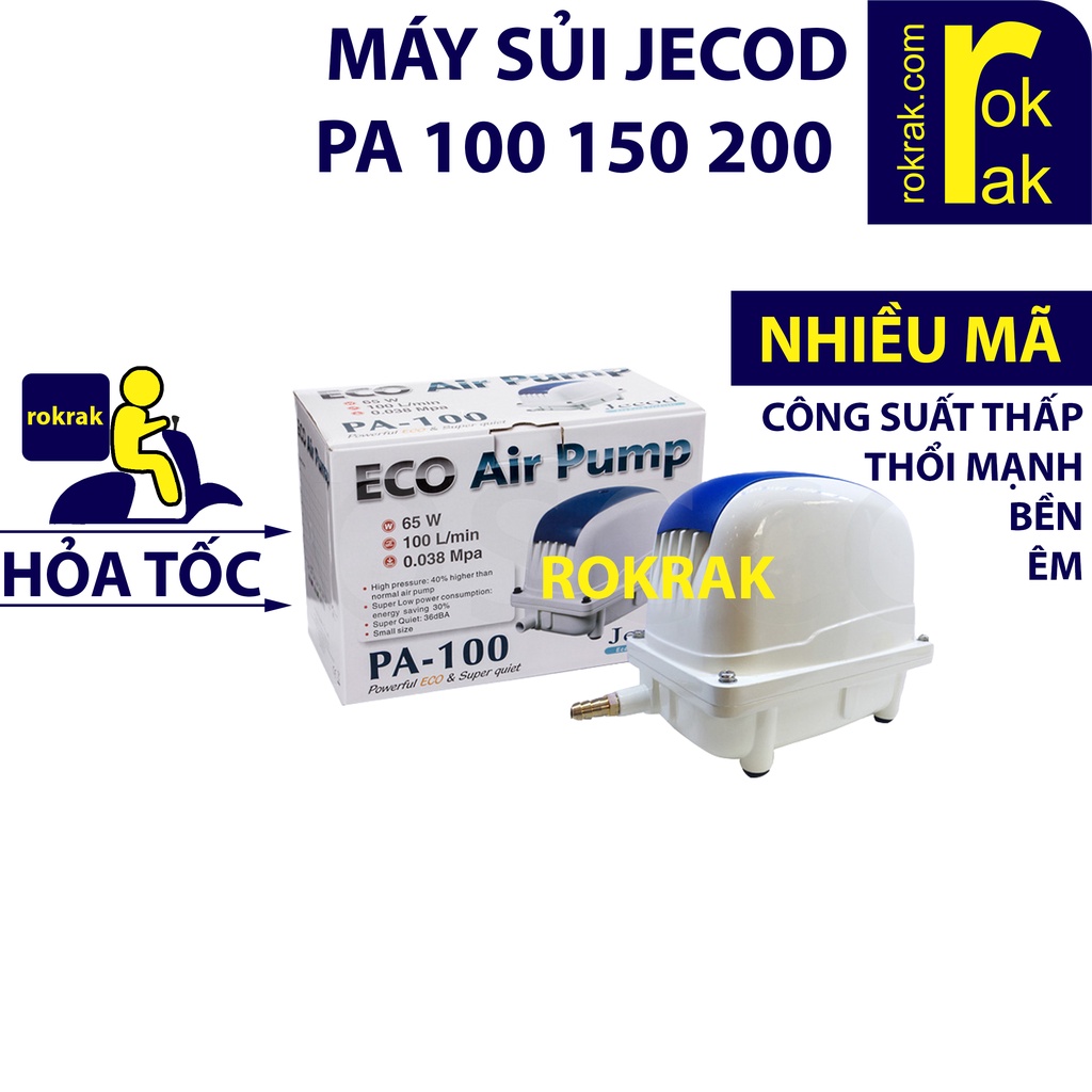 Máy sủi oxy Jecod PA-100-150-200 45 DÒNG CAO CẤP siêu mạnh bền cho hồ cá - ROKRAK