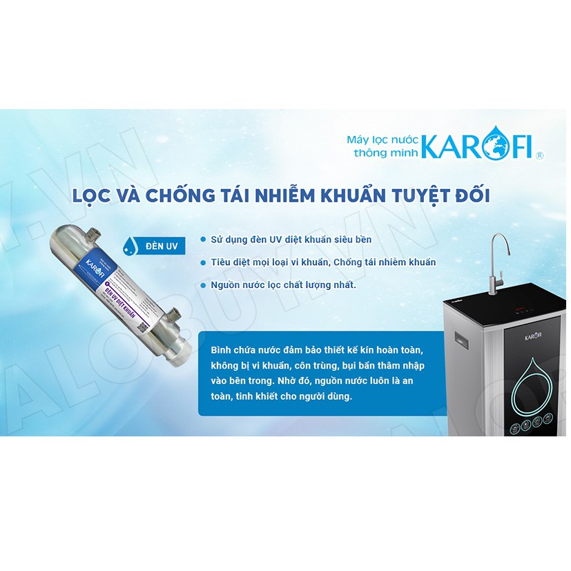 Máy lọc nước RO KAROFI OPTIMUS i2 O-i229/U 9 cấp lọc - Đèn UV diệt khuẩn CHÍNH HÃNG