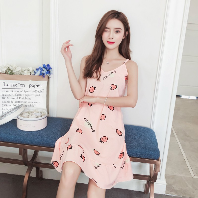 Đầm ngủ sát nách hoạ tiết hoạt hình cho phái nữ