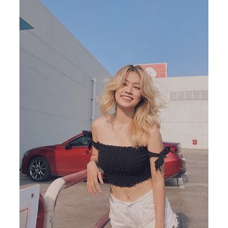 Áo croptop nhún cột dây Sugary