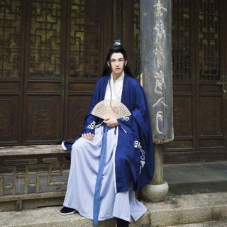 Hán phục cổ trang nam - Bộ công tử nam màu xanh