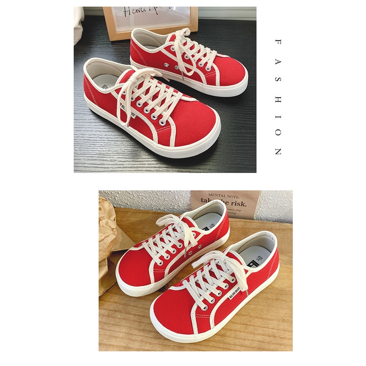 Giày Vải canvas Mũi Tròn Phong Cách Hàn Quốc Thời Trang Cho Nữ