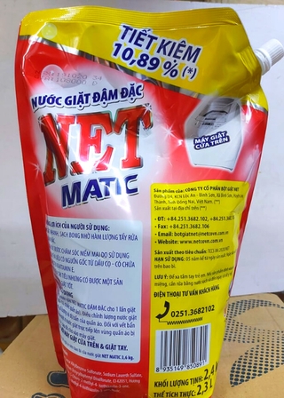 Nước giặt NET Matic Đậm Đặt túi 2.4 kg