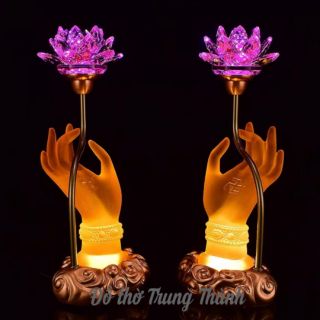 Đèn tay phật hoa sen pha lê