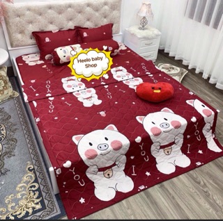 Sét 5 món chăn hè thu trần bông poly cotton (1 chăn, 1 ga, 2 vỏ gối, 1 vỏ gối ôm)