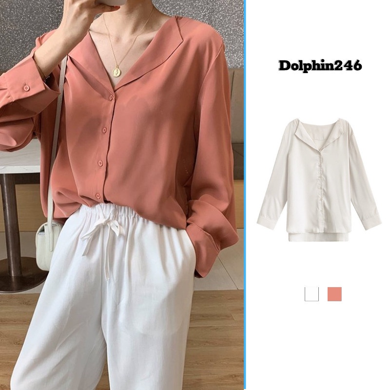 Áo Sơ Mi Nữ Tay Dài  Dáng Rộng Kiểu Hàn Quốc Áo Kiểu Công Sở Đẹp Cao Cấp S3T5_5