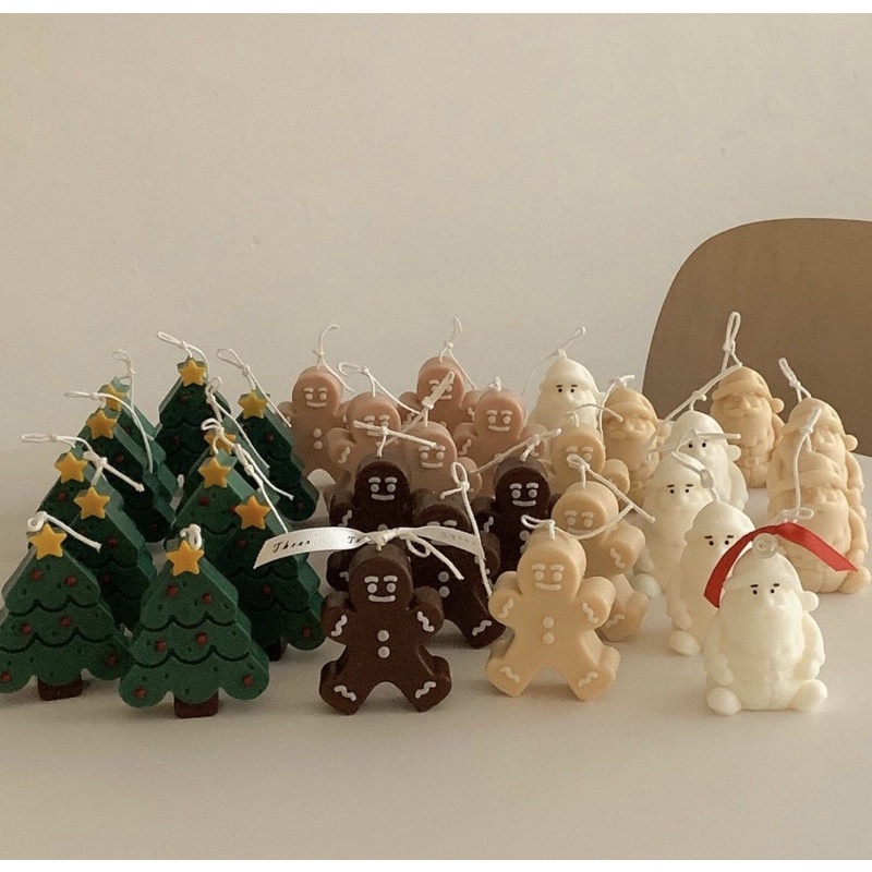 Nến Giáng Sinh cây thông, ông già Noel, bánh gừng