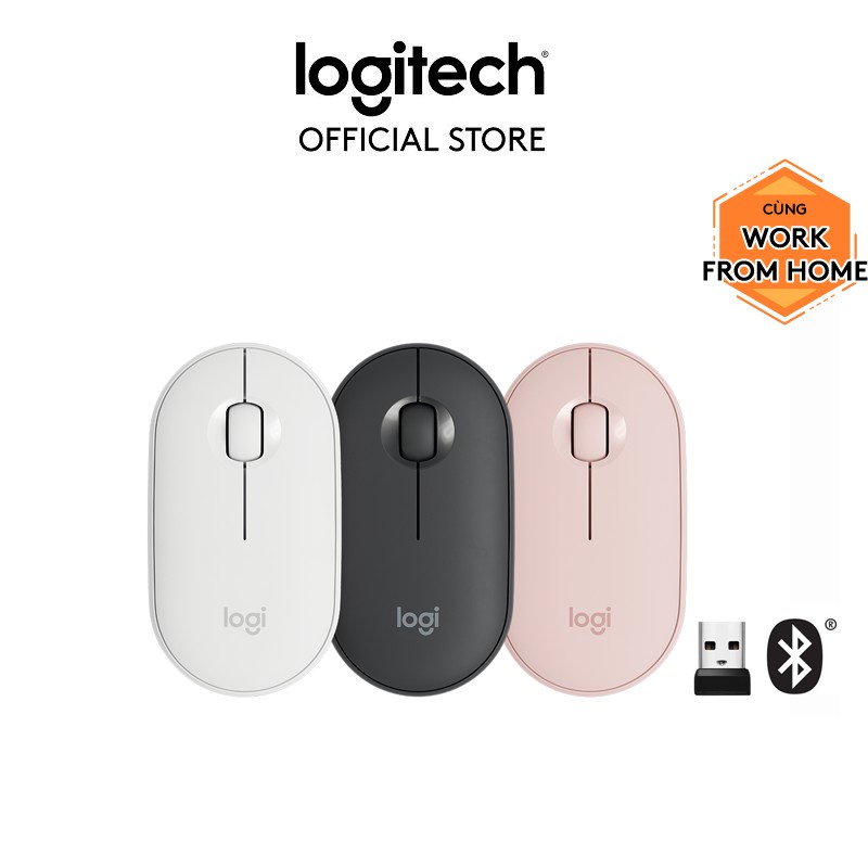 ☫∏✴Chuột không dây Logitech Pebble M350 - Kết nối Bluetooth hoặc đầu thu 2.4 GHz, Yên tĩnh