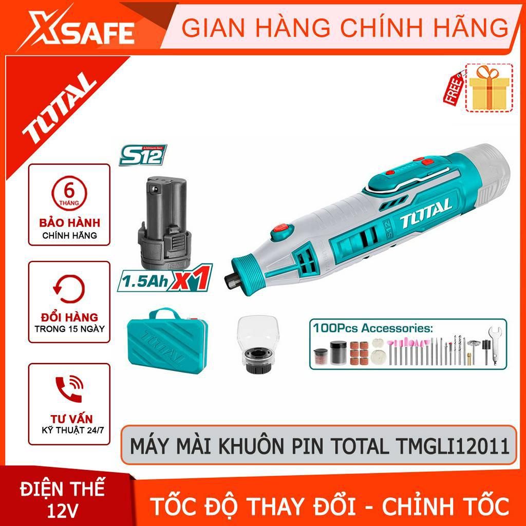 Máy mài khuôn dùng pin 12V TOTAL TMGLI12011 Kích thước mũi mài 3.2mm, tốc độ thay đổi, kèm 100 linh kiện, 1 pin 1 sạc