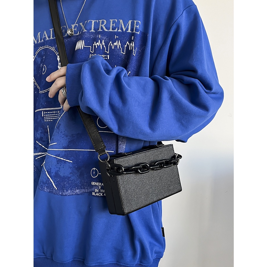 Túi da đeo chéo nhỏ nam nữ unisex hình hộp chữ nhật chất liệu da