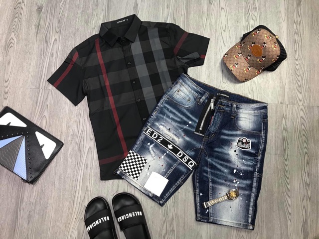 Áo sơ mi bbr nam tay ngắn kẻ sọc chất co dãn thời trang. | BigBuy360 - bigbuy360.vn