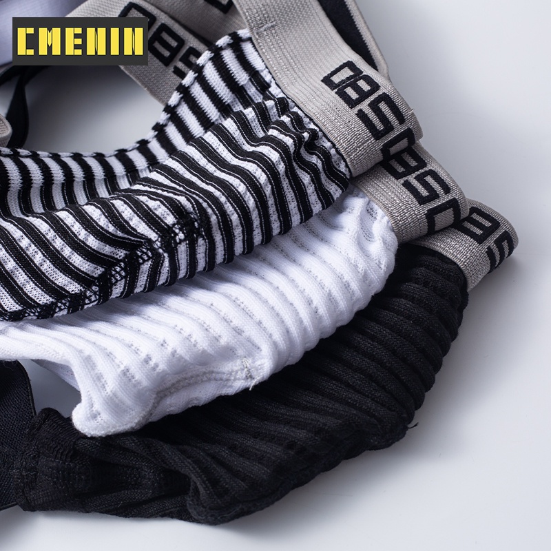 Quần lót lọt khe bằng cotton mềm mại kẻ sọc thời trang cho nam Bs3118