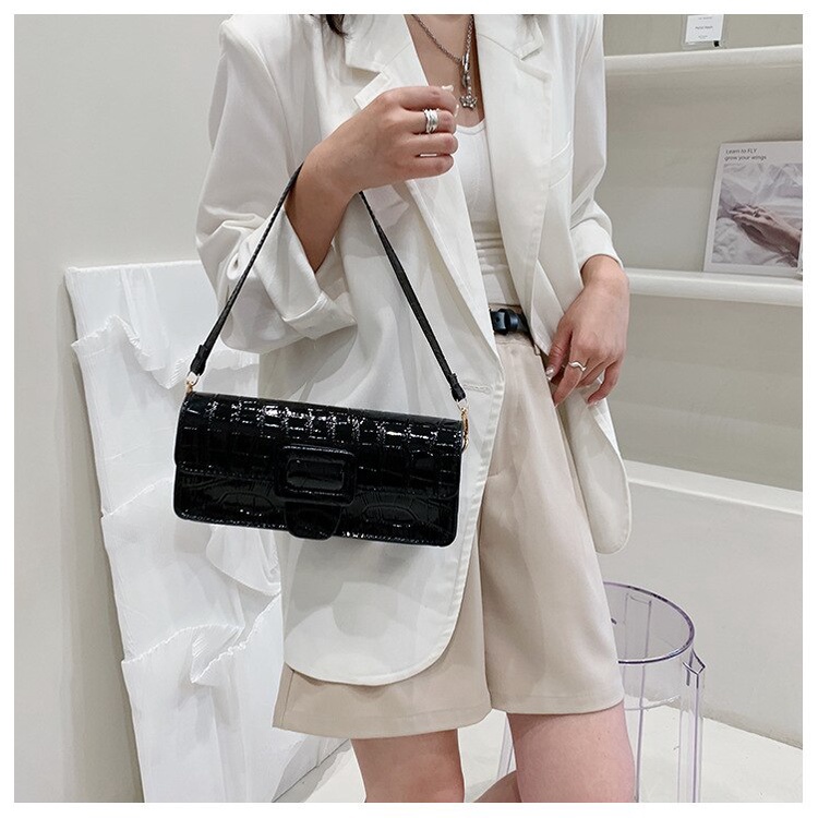 Túi Đeo Vai Jasmin Noir Họa Tiết Vân Da Cá Sấu Thời Trang Đơn Giản Cho Nữ