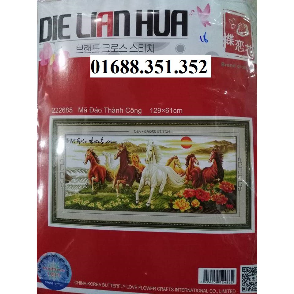 Tranh thêu chữ thập Mã đáo thành công 222685-129*61cm