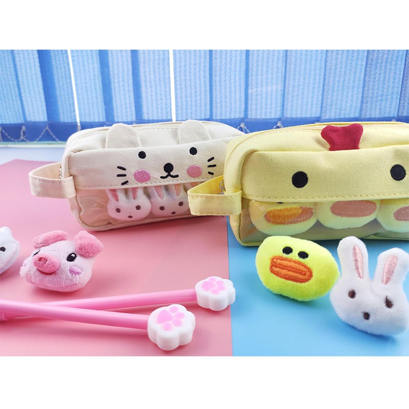 Túi đựng bút đa năng sức chứa lớn hình thú hoạt hình xinh xắn cho nữ