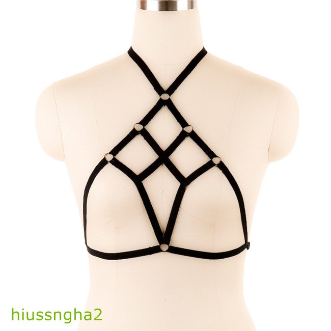 Available Women Unique Black Bondage Straps Sexy Hollowed-out Bra Sex Game Underwear