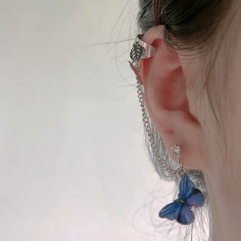 Color butterfly earrings personality fashion wild earrings ear bone clip