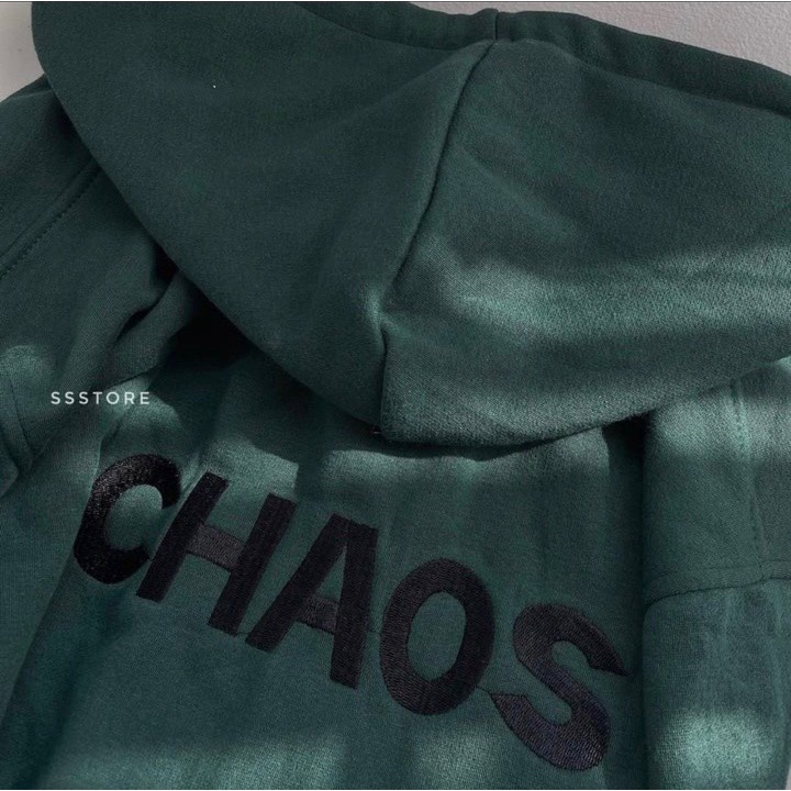 Áo Hoodie Nỉ Ngoại CHAOS Dáng Rộng Nữ Meeny- Hoodie Form To Tay Bồng Xanh Lá Mũ 2 Lớp Dày Dặn Ullzang Hottrend