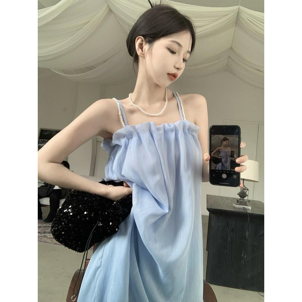 Đầm Hai Dây Phối Ngọc Trai Xinh Xắn 51279