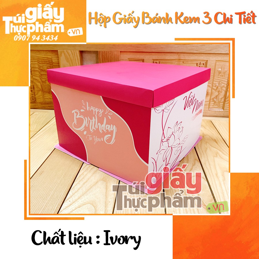 10 Hộp Bánh Kem 3 Chi Tiết Ivory