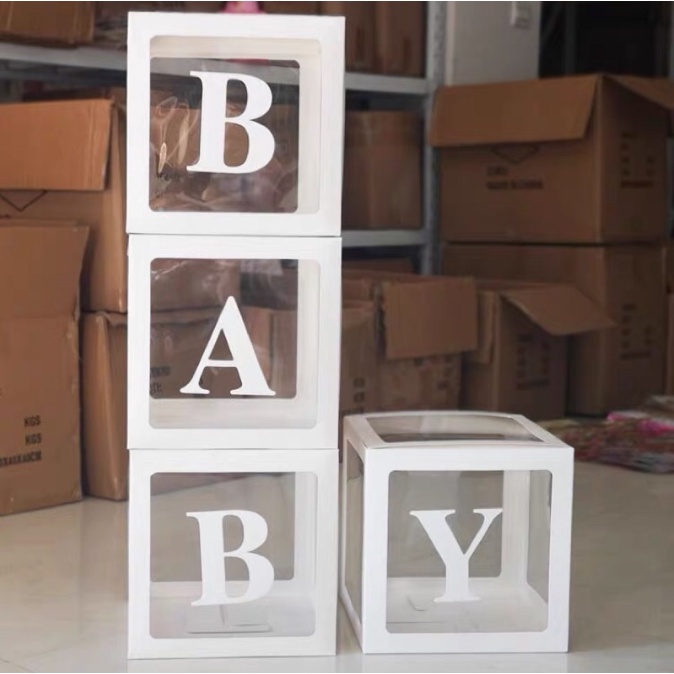 Sét 4 Hộp BABY Hộp Chữ Tên theo yêu cầu Phụ Kiện Trang Trí Sinh Nhật Cho Bé, Phòng Ngủ Lãng Mạn