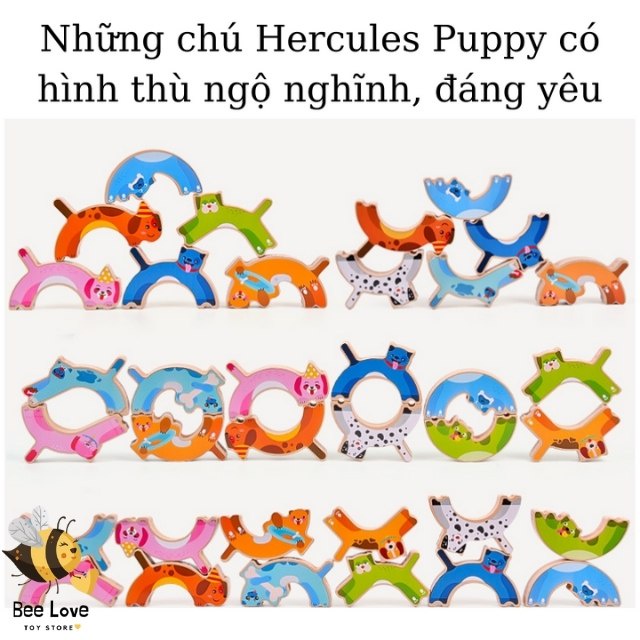 Đồ chơi xếp hình cho bé bằng gỗ Hercules cân bằng, đồ chơi montessori thông minh phát triển trí tuệ nhẫnnại BL68 BeeLove