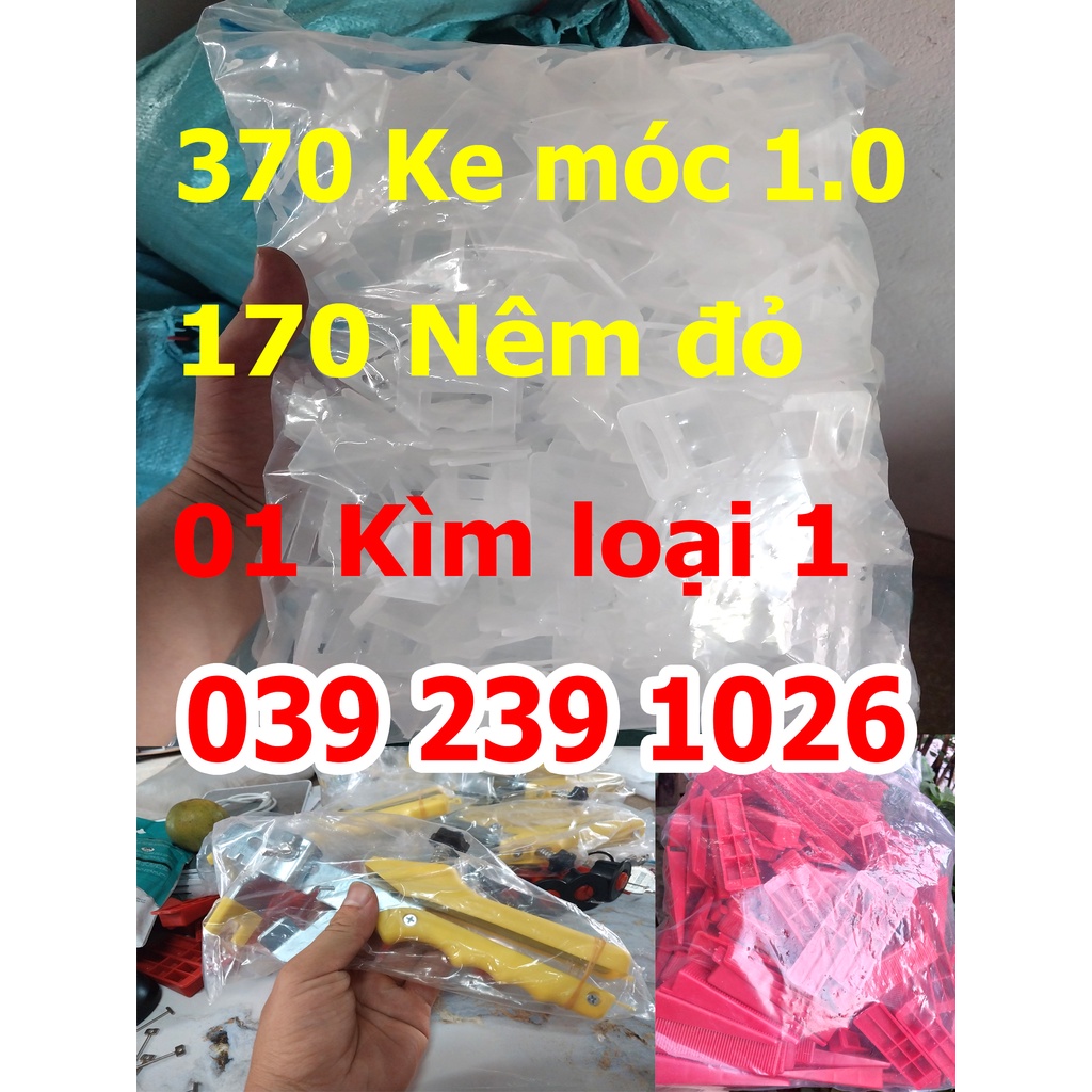 Combo bộ dụng cụ ke ốp lát gạch men: Kìm siết + 170 nêm + 370 ke móc. Ke cân bằng gạch