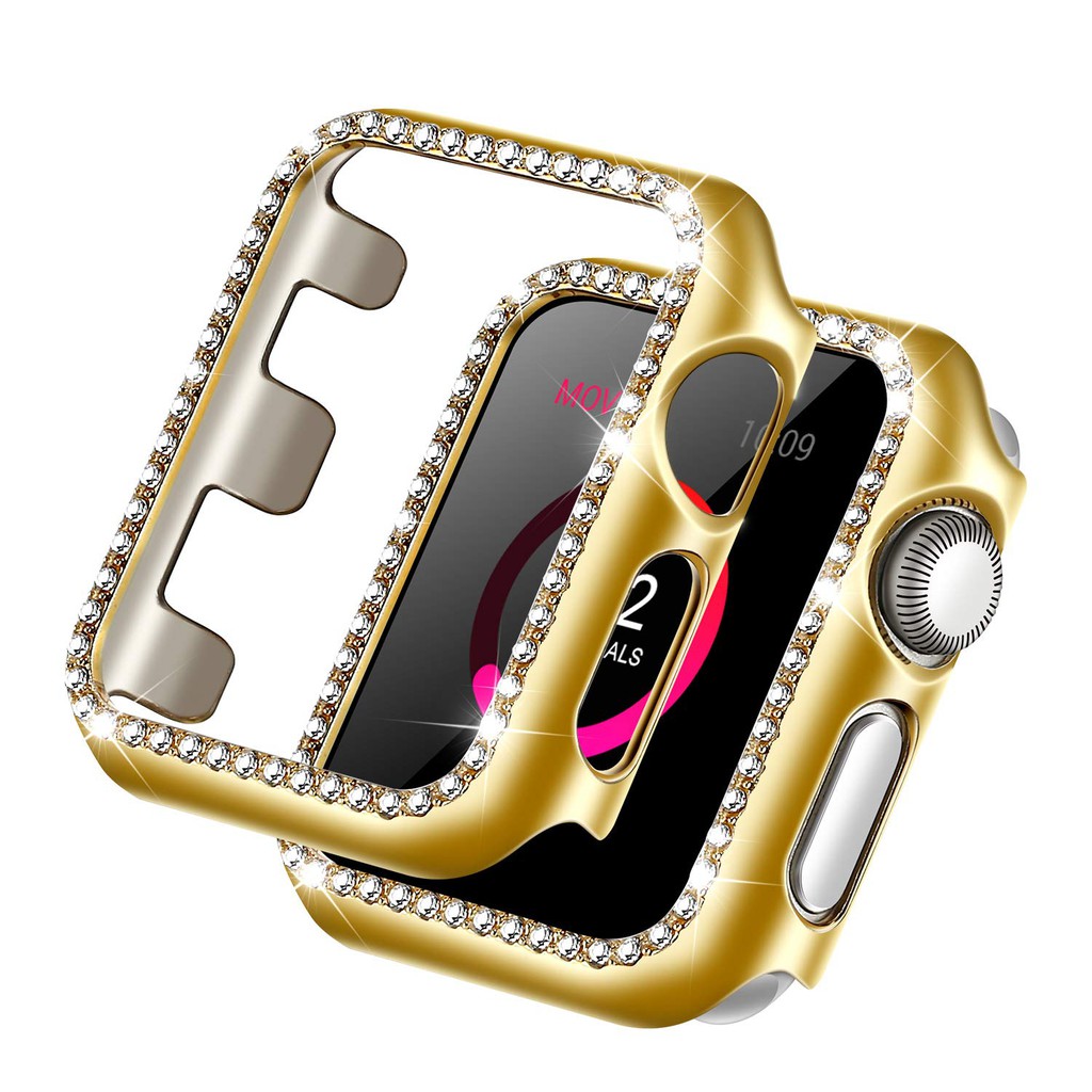 Vỏ Apple Watch Case Shiny Rhinestone PC Plated Hard Protection Cover 38/40/42/44mm cho iWatch Series SE 6 5 4 3 2 1