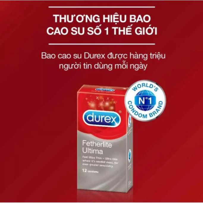 - Bao Cao Su Cao Cấp Durex Fetherlite Ultima Hộp 12 Cái - Size 52mm, Siêu Mỏng, Chân Thật
