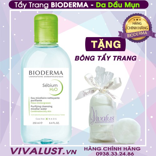 Nước tẩy trang BIODERMA Sébium H2O 250ml - Dành cho da dầu, da mụn