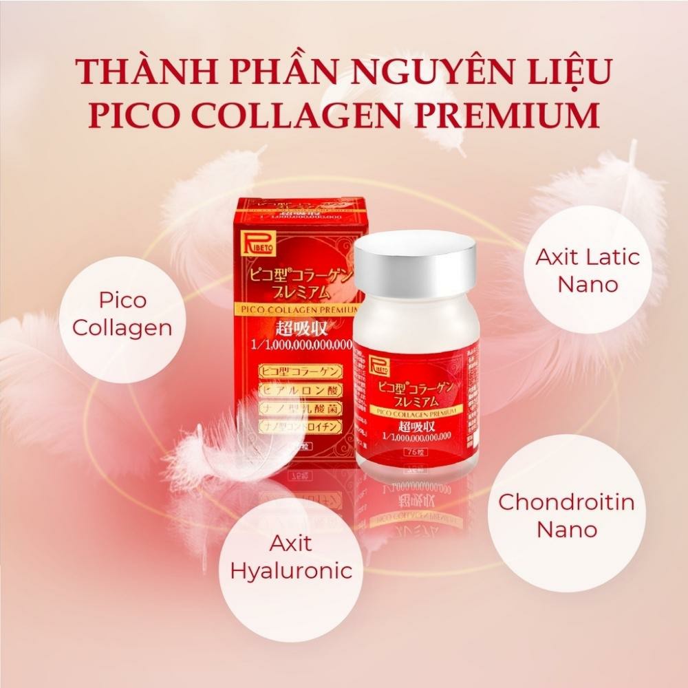 Viên Uống Đẹp Da Collagen Pico Premium Ribeto Shoji 300mg 75 Viên - Chính Hãng Nhật Bản