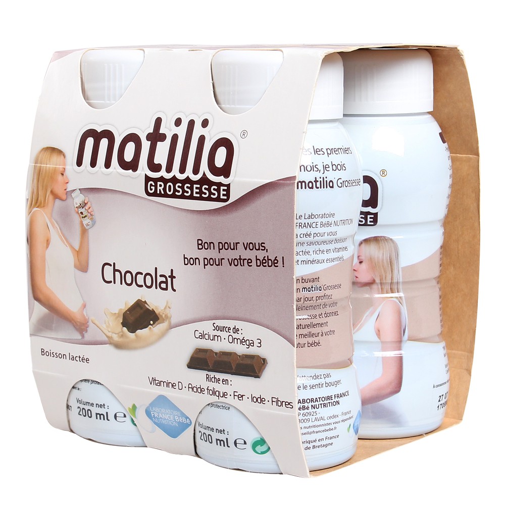 Sữa pha sẵn Matilia Chocolate Pháp chai 200ml dành cho bà bầu