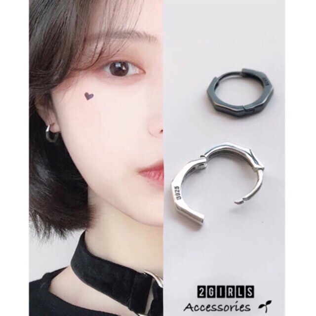 Bông tai khuyên tai khoen tròn BẢN DÀY CÁ TÍNH bạc ý unisex