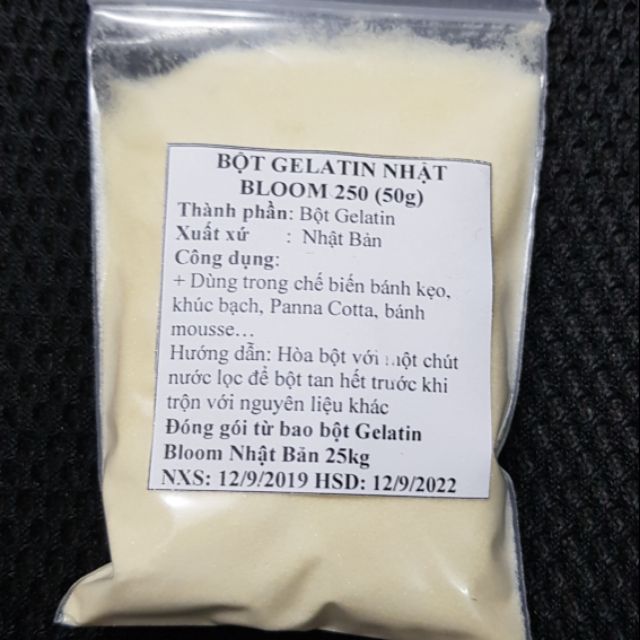 Bột gelatin Nhật Bloom 250 (50g)