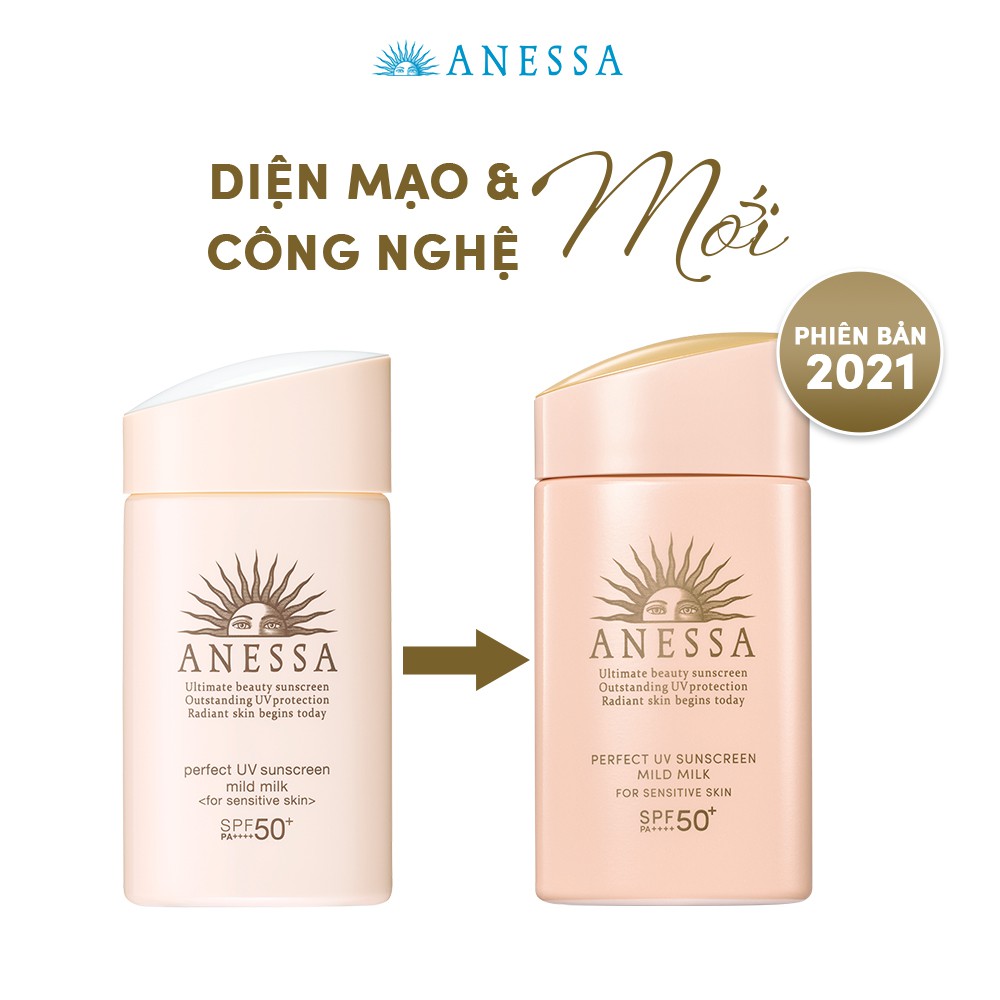 [HB GIFT] Sữa chống nắng dịu nhẹ cho da nhạy cảm Anessa Perfect UV Sunscreen Mild Milk SPF 50+ PA++++ 60ml