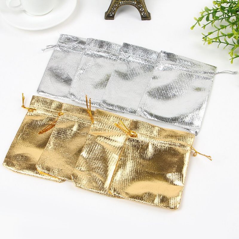 túi đựng quà màu vàng bạc (size 7x9)