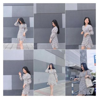 Đầm hoa nhí siêu xinh 😘FREESHIP😘Đầm hoa nhí tay dài siêu HOT đẹp