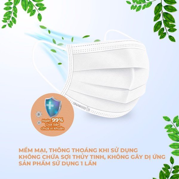 Khẩu trang y tế 4 lớp HQGANO kháng khuẩn, Hàng xuất khẩu (Hộp 30 chiếc) siêu mềm mại - quai tròn