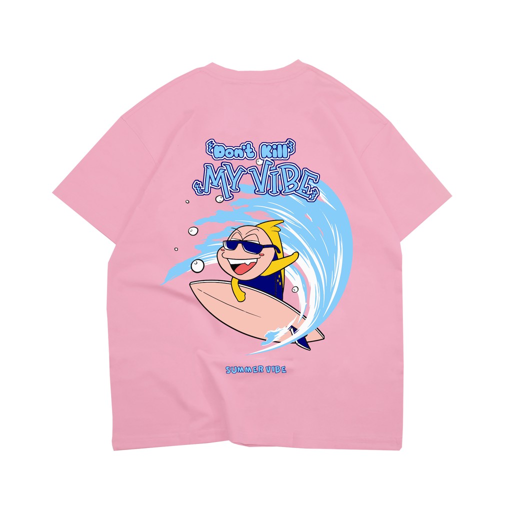 Áo thun nữ cotton màu hồng form rộng có size | DKMV Pink Surfing Tee | BigBuy360 - bigbuy360.vn