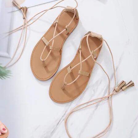 Sandal buộc dây tua rua sợi nhỏ vintage đi biển - Giá Siêu Rẻ