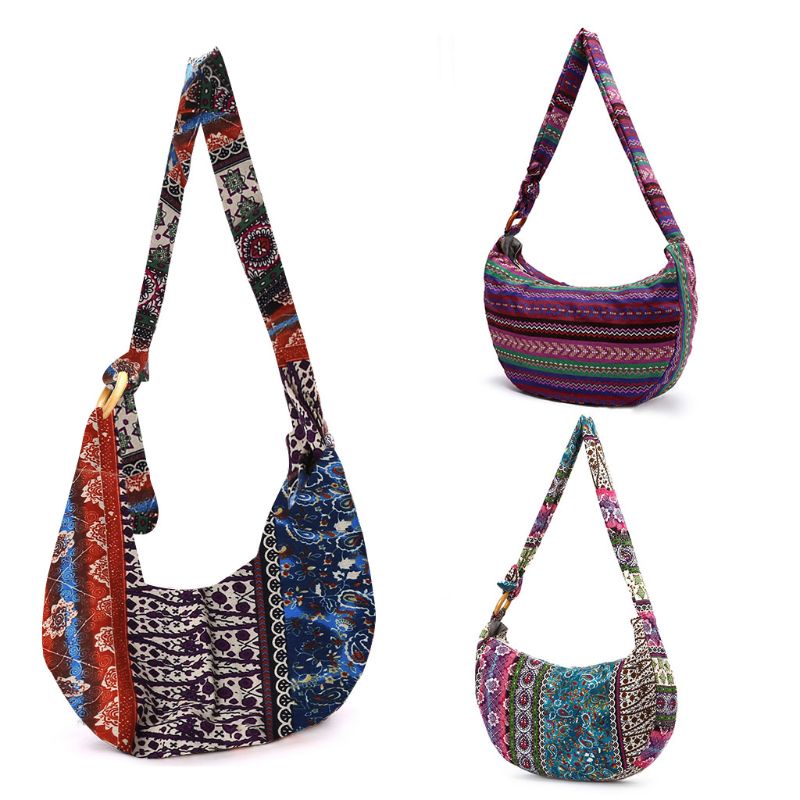 Túi Đeo Chéo Vai Họa Tiết Dân Tộc Phong Cách Boho Cổ Điển Dành Cho Nữ