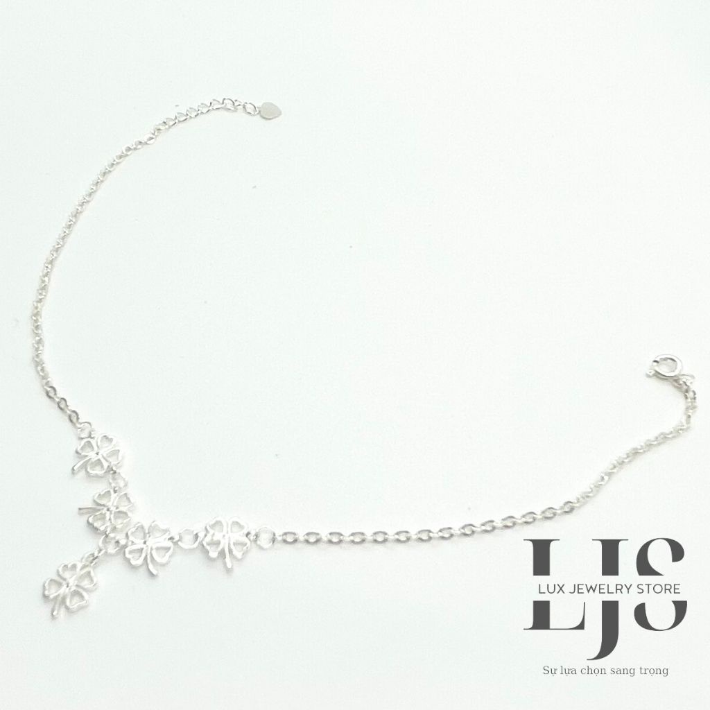 Lắc chân nữ bạc 925 Lux Jewelry, vòng chân bạc cỏ 4 lá may mắn xinh xẻo - LUX973