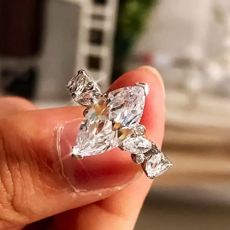 Nhẫn đính đá CZ thiết kế đơn giản và thanh lịch sang trọng cho nữ