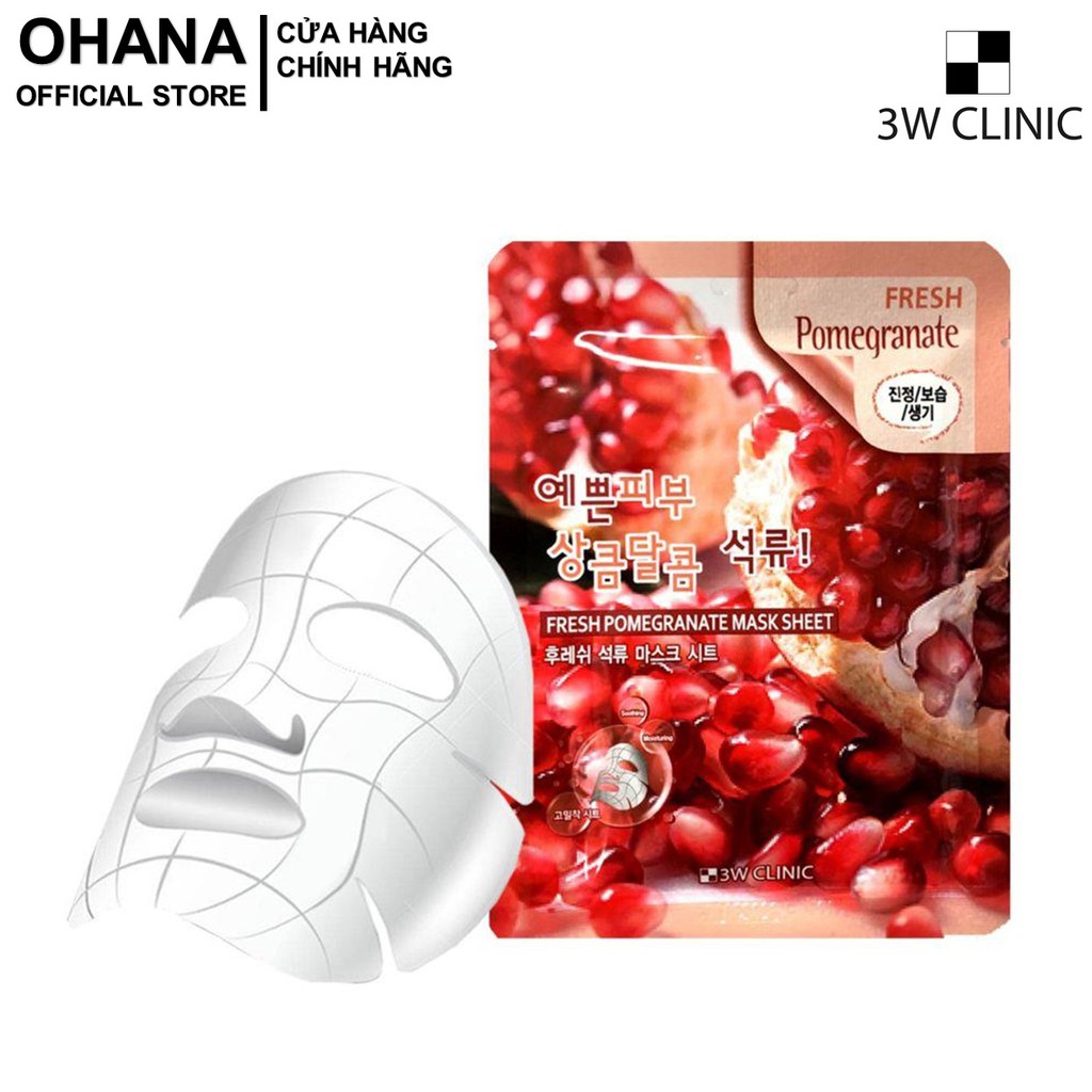 Mặt Nạ Dưỡng Ẩm Da Chiết Xuất Lựu 3W Clinic Fresh Pomegranate Mask Sheet 23ml