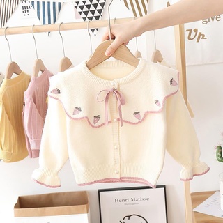 Áo khoác len bé gái xuân thu áo khoác cardigan dệt kim mẫu hot cho bé một tuổi mẫu mới kiểu tây 2021