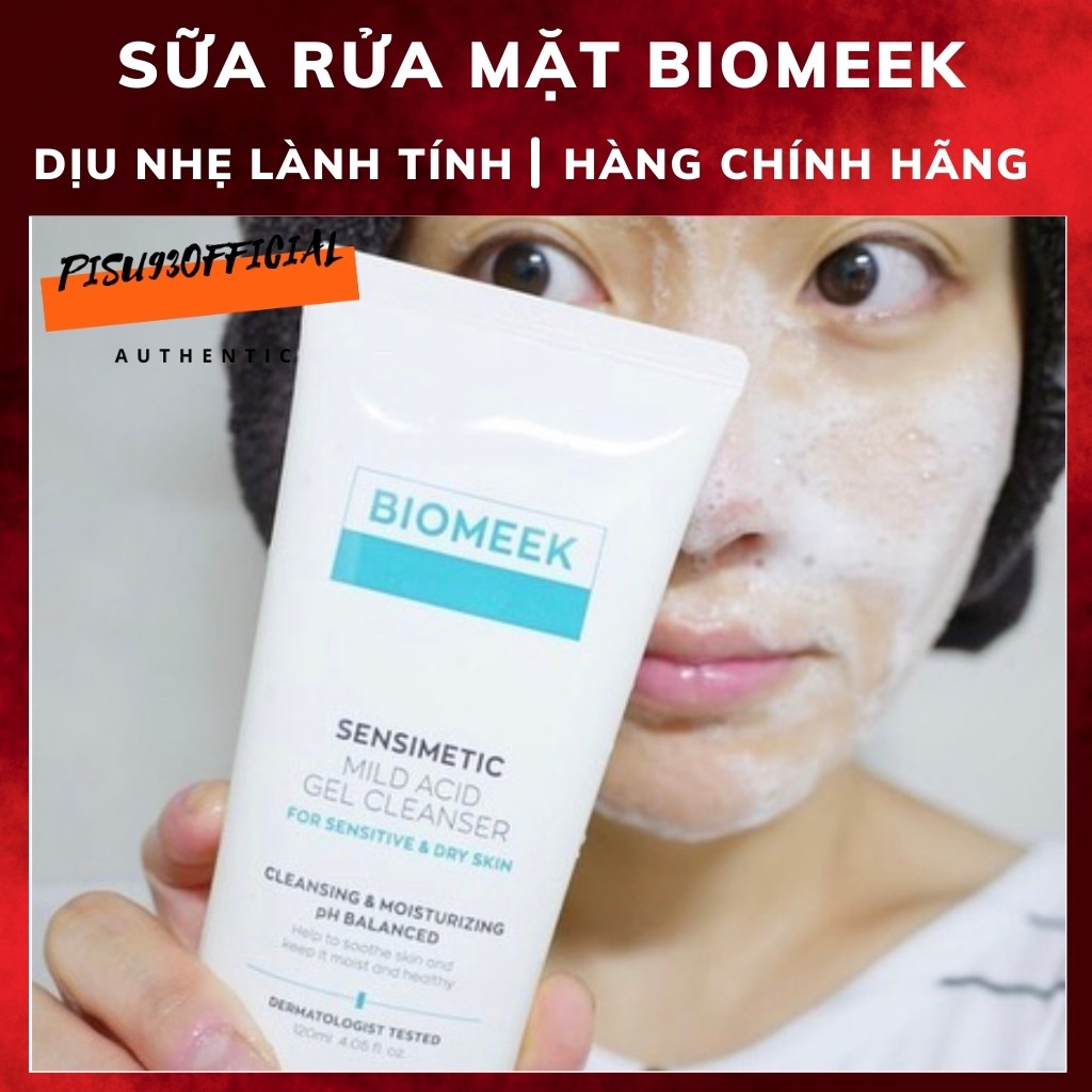 Sữa rửa mặt sáng da, sạch sâu BIOMEEK Sensimetic mild acid gel cleanser - Sữa rửa mặt huyết tế bào Hàn Quốc