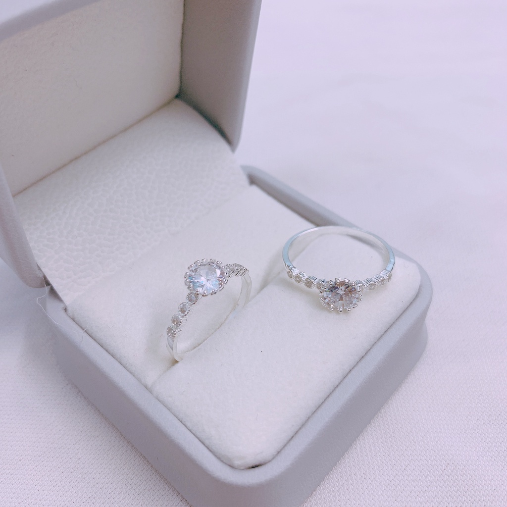 Nhẫn nữ bạc ta đính đá tròn nhỏ siêu xinh - Kho sỉ bạc Nhất Linh