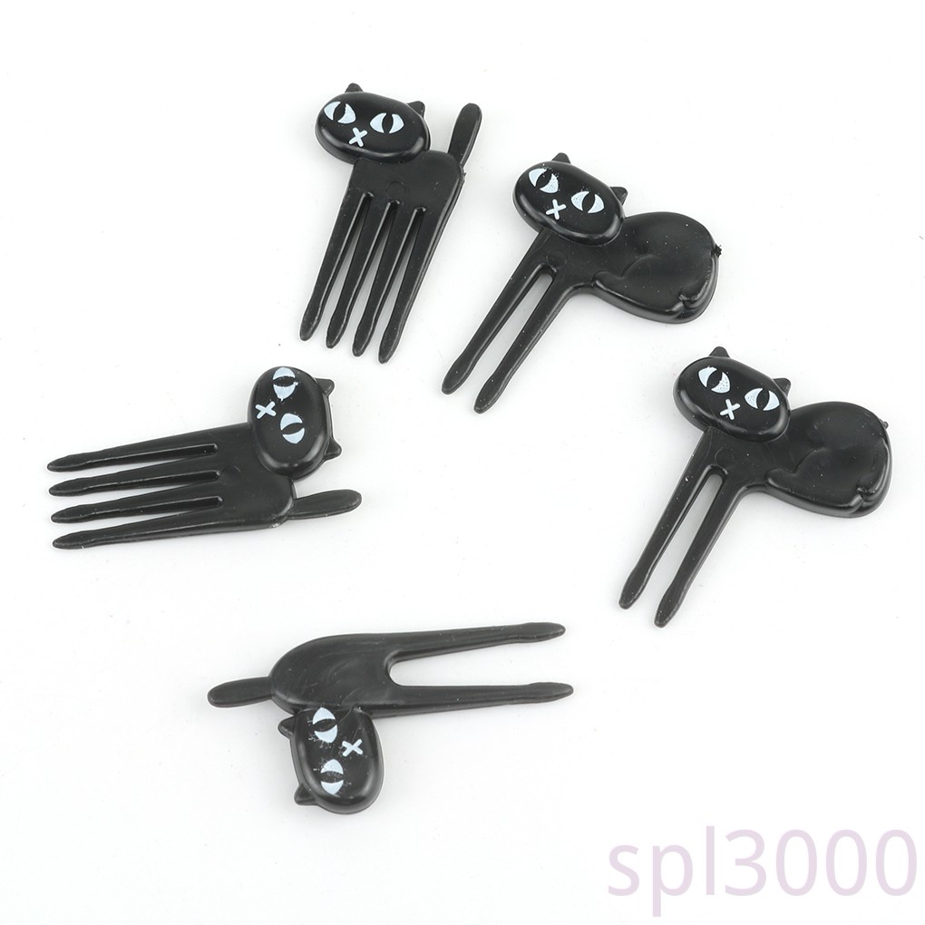 Set 6 Nĩa Ăn Trái Cây Hình Mèo Đen Đáng Yêu
